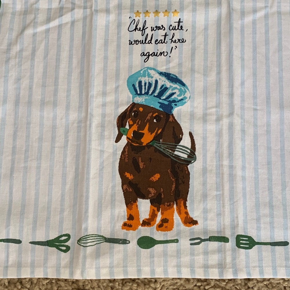 NWOT Anthropologie dachshund dog kitchen towel-Sous Chef Dish Towel-current - Picture 3 of 9